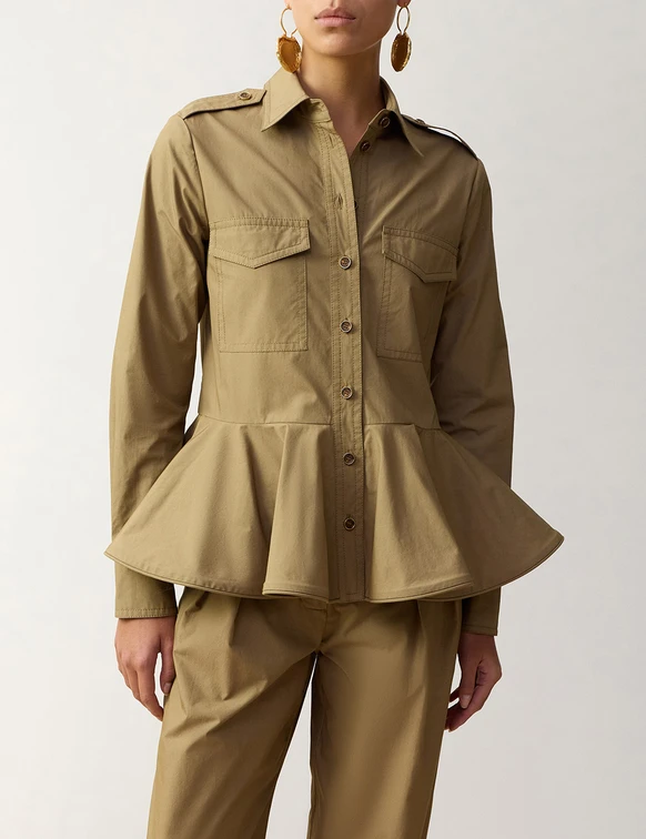 Khaki Peplum Shirt