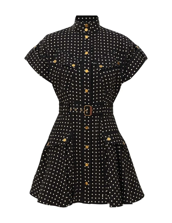 Black and Cream Dot Shirt Dress