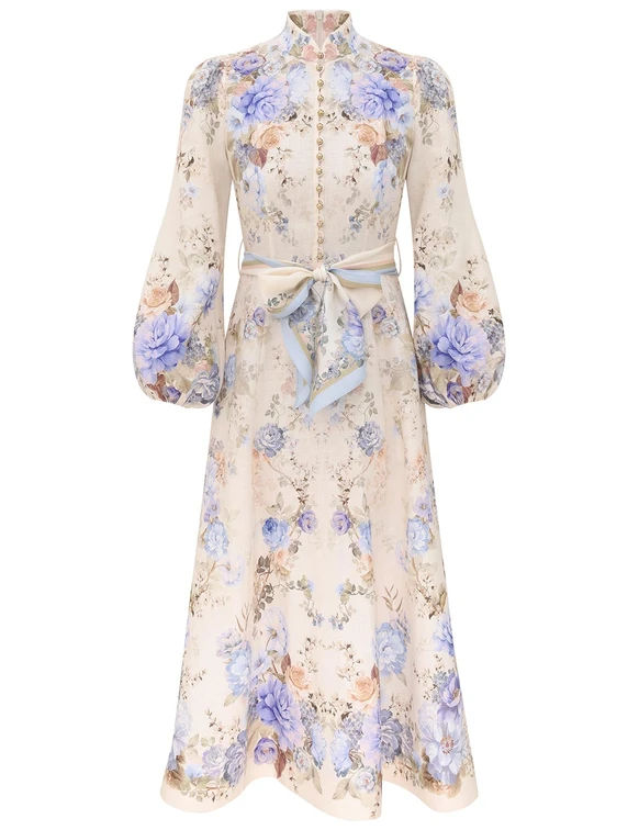 Sky Floral Midi Dress