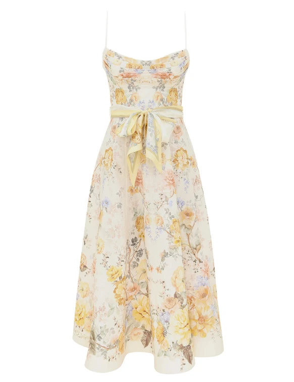 Citrus Floral Midi Dress