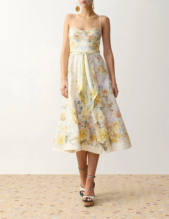 Citrus Floral Midi Dress