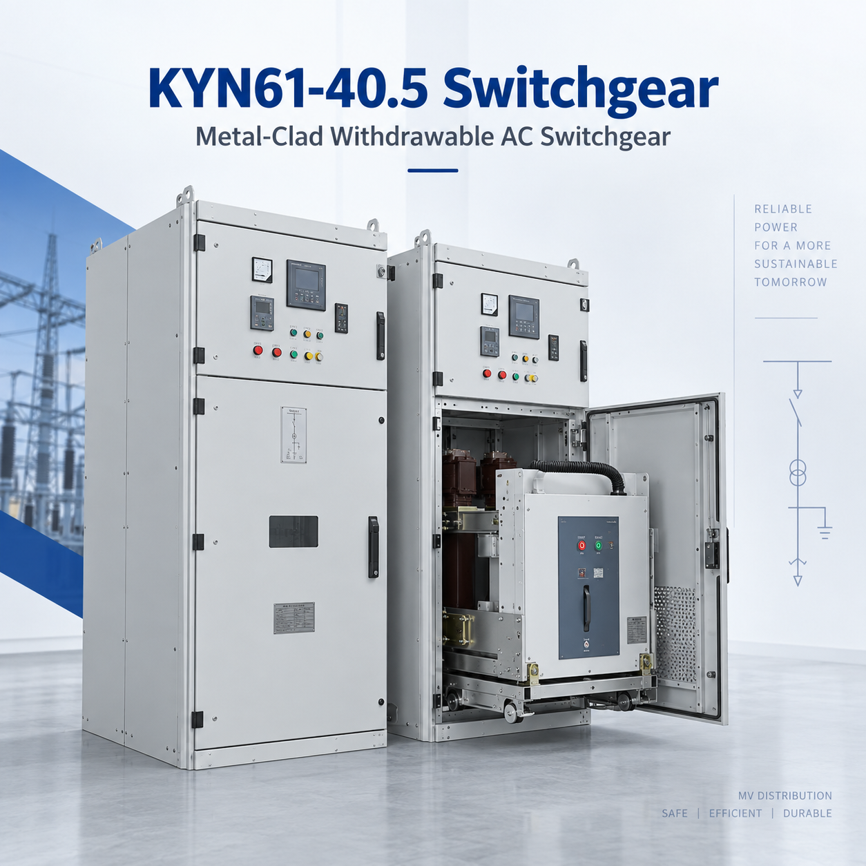 KYN61-40.5 Metal-Clad Withdrawable Switchgear for MV Distribution