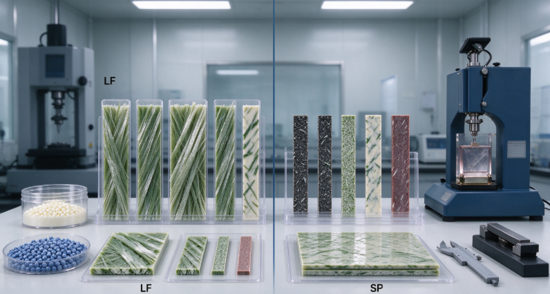 Long Fiber (LFT) vs. Short Fiber (SFT) Composites: Mechanical Performance, Fatigue Life, and Impact Energy Absorption