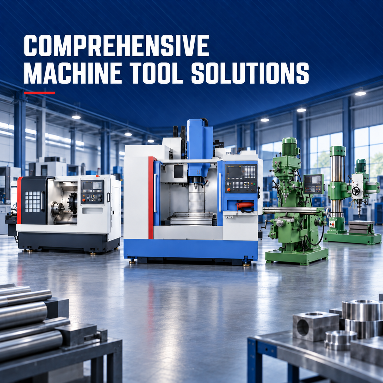 Comprehensive Machine Tool Solutions From Vertical and Gantry Machining Centers to CNC Heavy Duty Lathes Milling Drilling and Sawing Machines