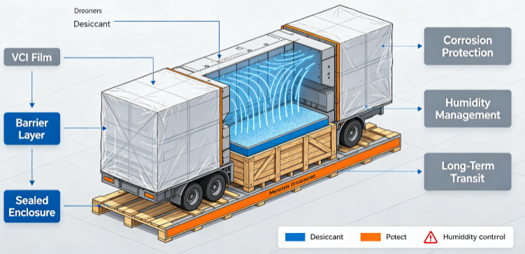 Vapor Corrosion Inhibitors (VCI) and Moisture Control in Heavy Equipment Export Packaging