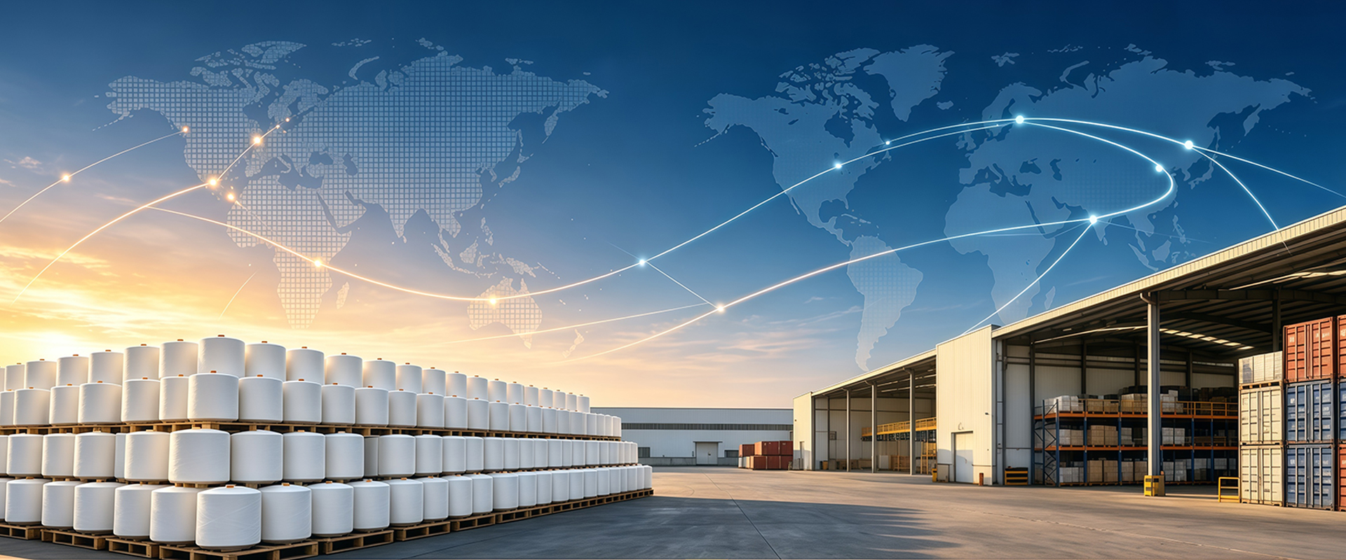 Customer-supplied illustration of yarn supply and overseas connections