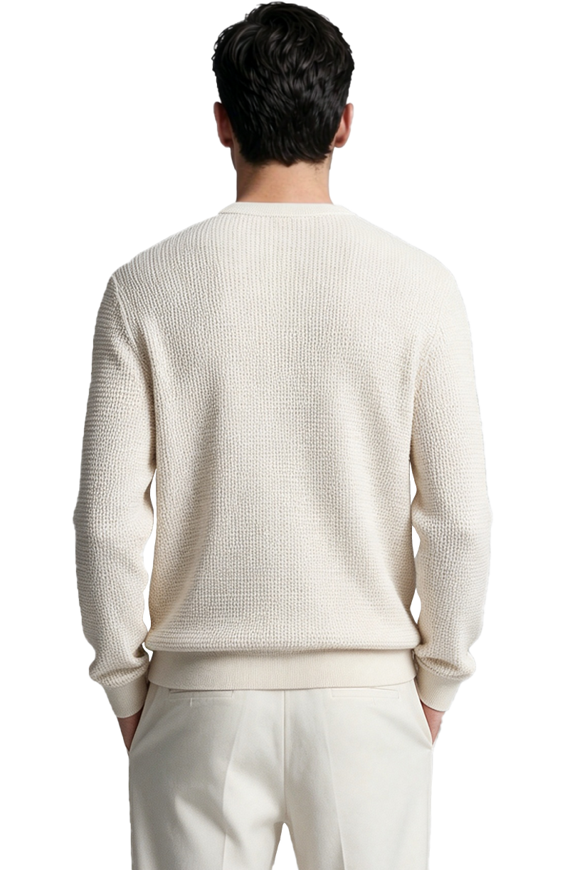 M029 Men's Waffle Crew Neck Knit Sweater