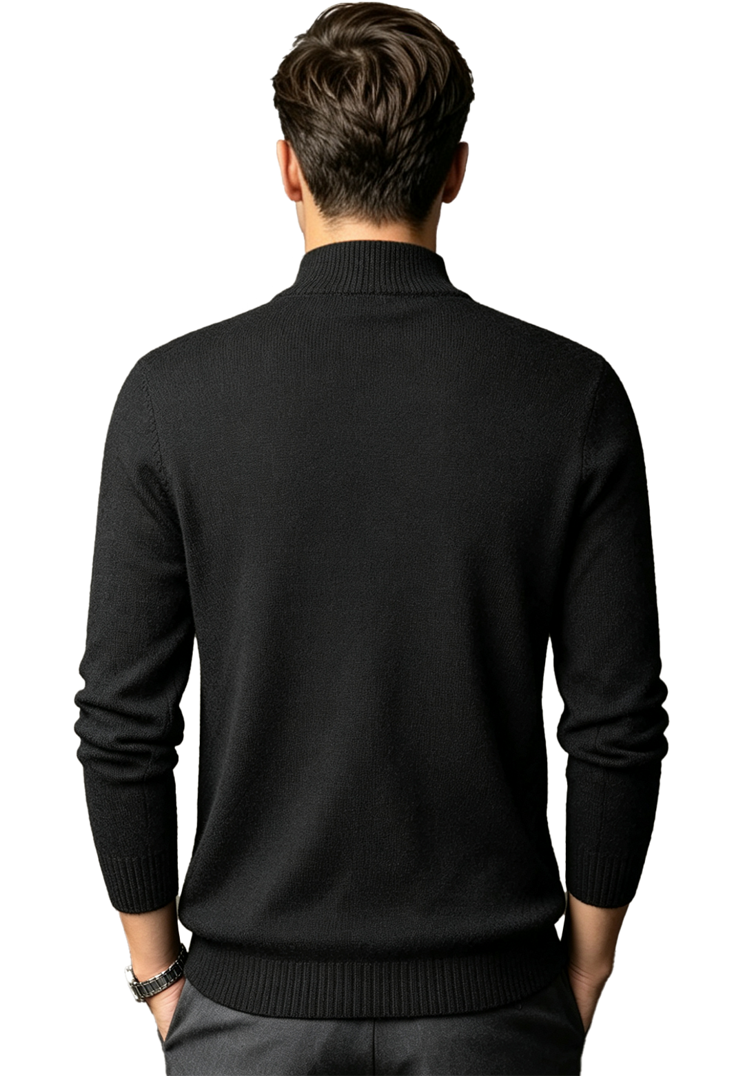 M031 Men's Diagonal Texture Mock Neck Knit Sweater