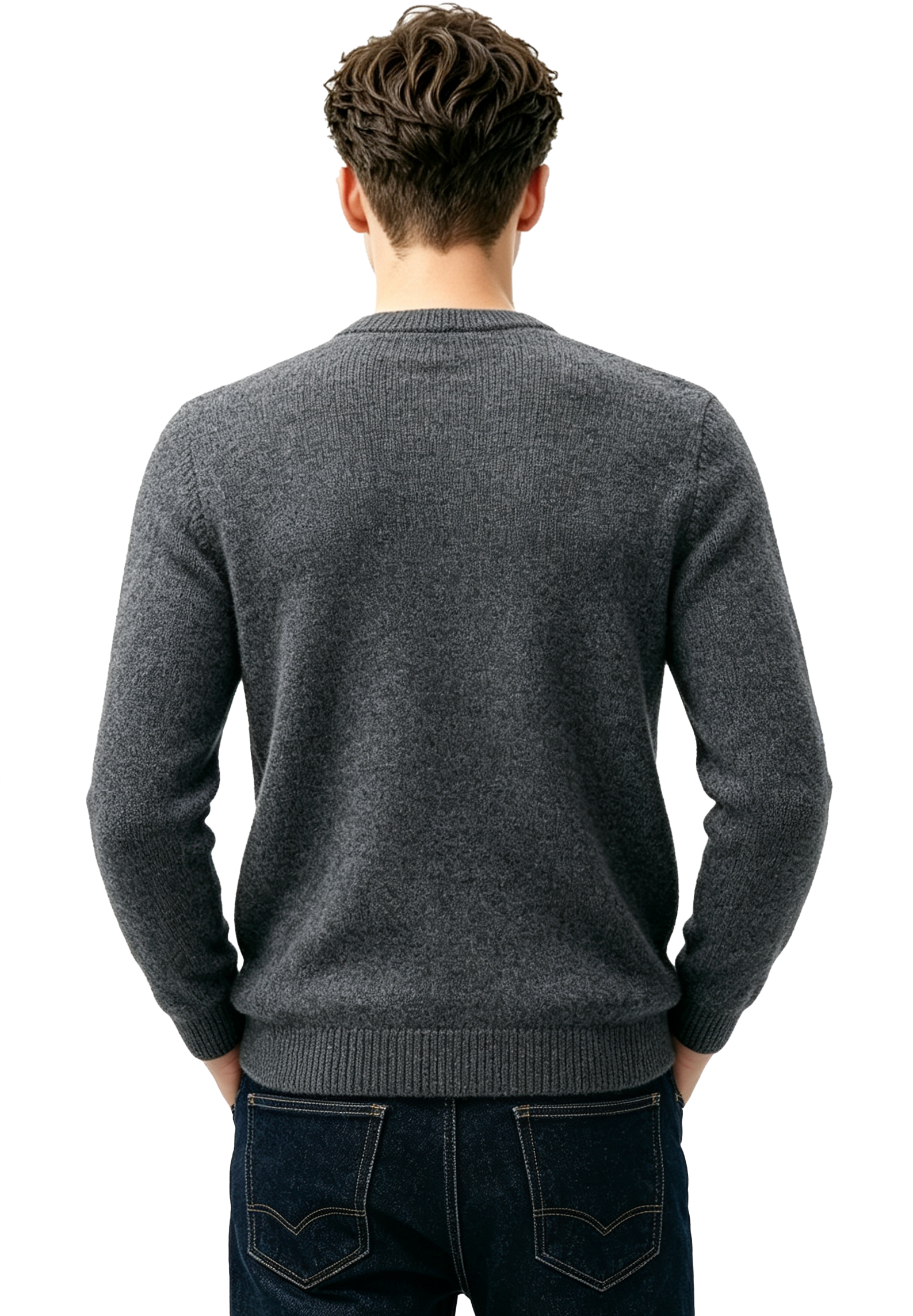 M032 Men's Vertical Cable Crew Neck Knit Sweater