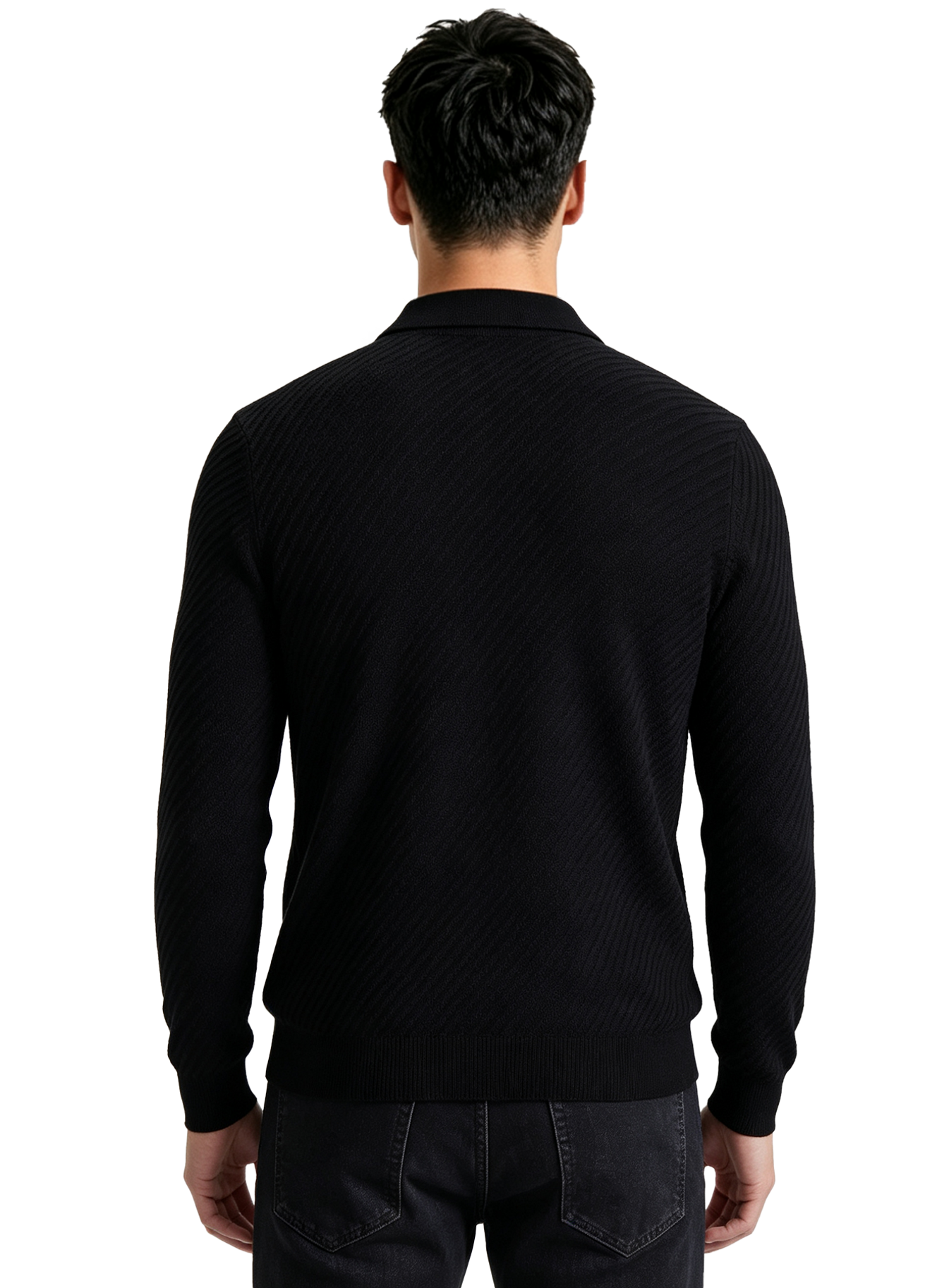 M034 Men's Diagonal Texture Polo Knit Sweater