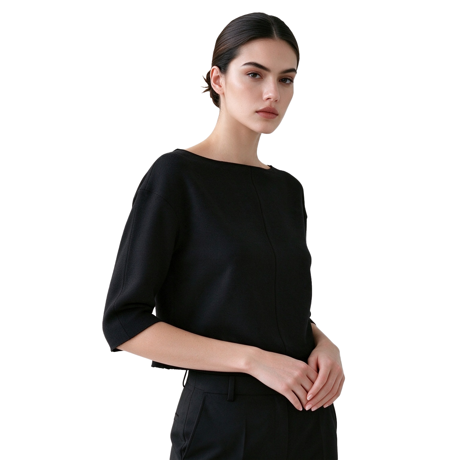 S119 Women's Boat Neck 3/4 Sleeve Knit Top
