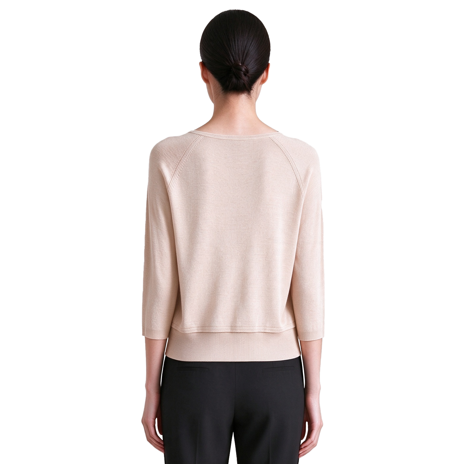 S122 Women's Round Neck Raglan 3/4 Sleeve Knit Top