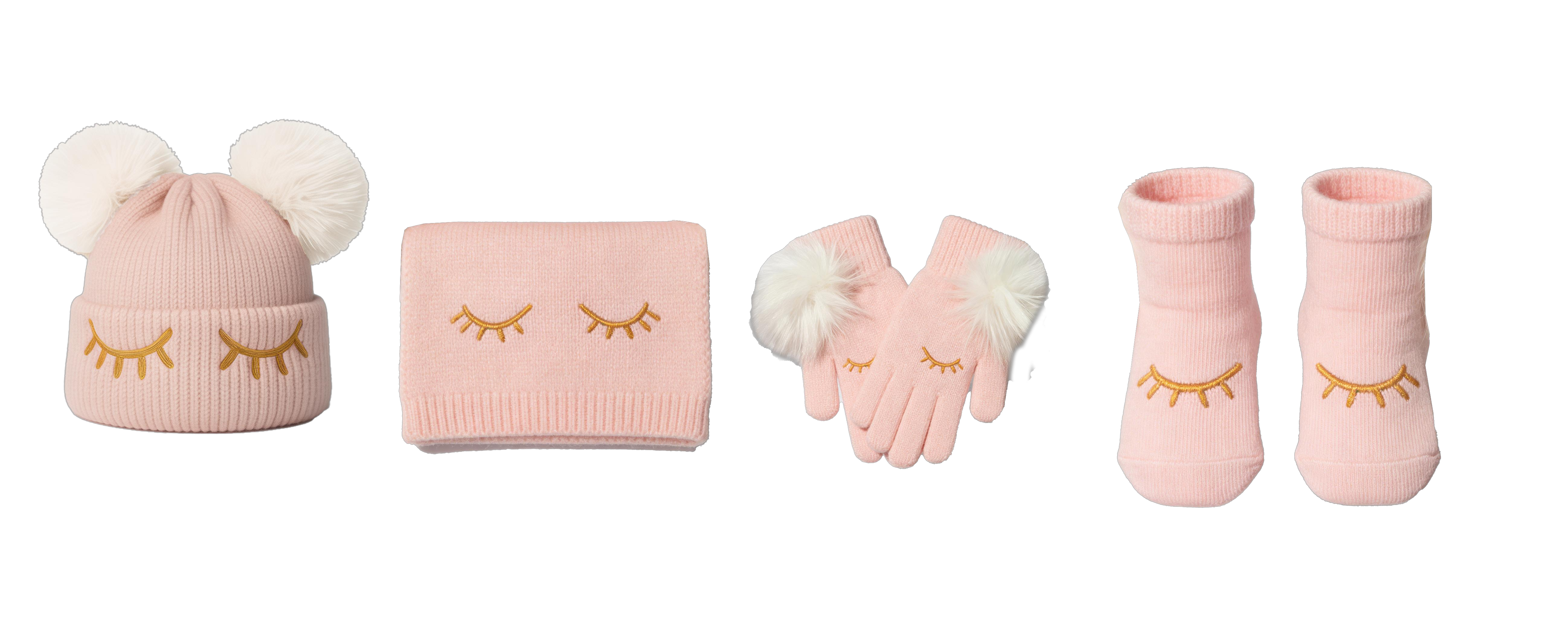Sleepy Eyes Double Pom Pom 4-Piece Winter Set