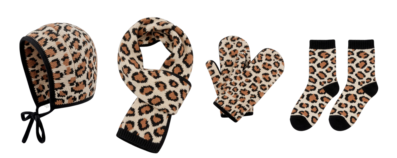 Leopard Print Earflap 4-Piece Winter Set