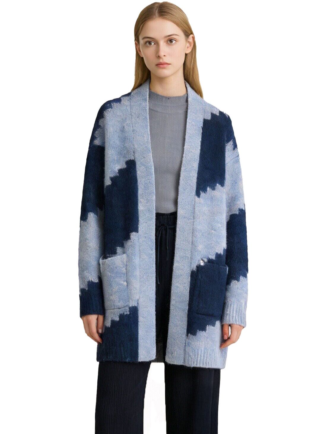 Blue Gradient Jacquard Cardigan
