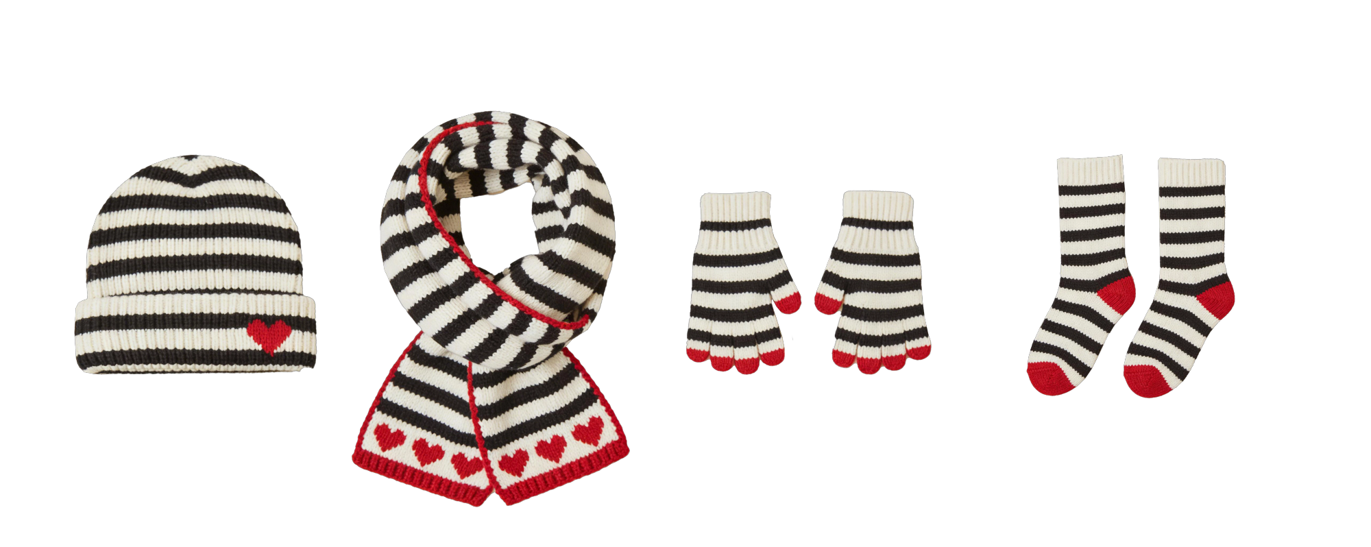 Stripe Heart Patch 4-Piece Winter Set