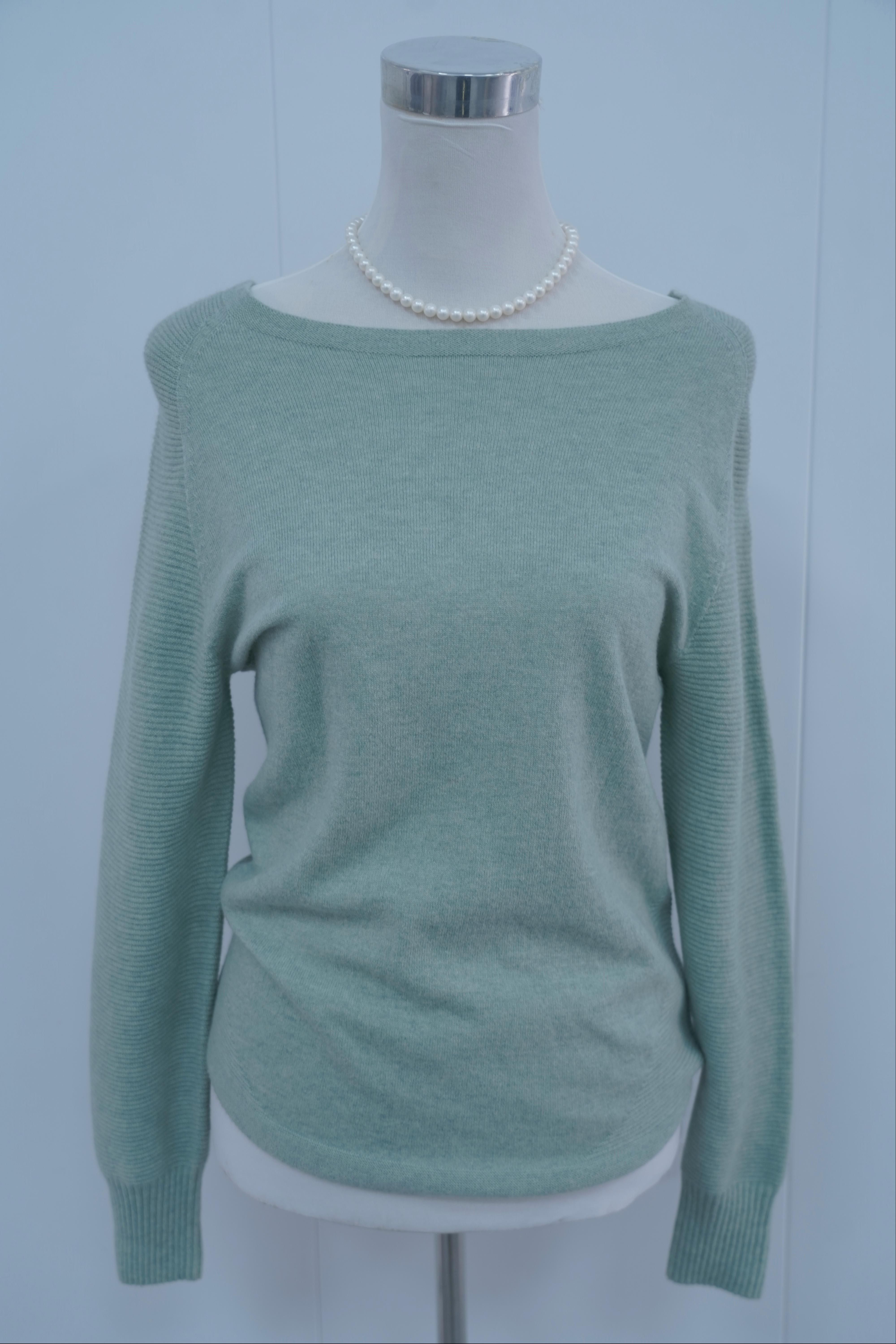 s016Mint Green Wide Crew Neck Knit Base Layer