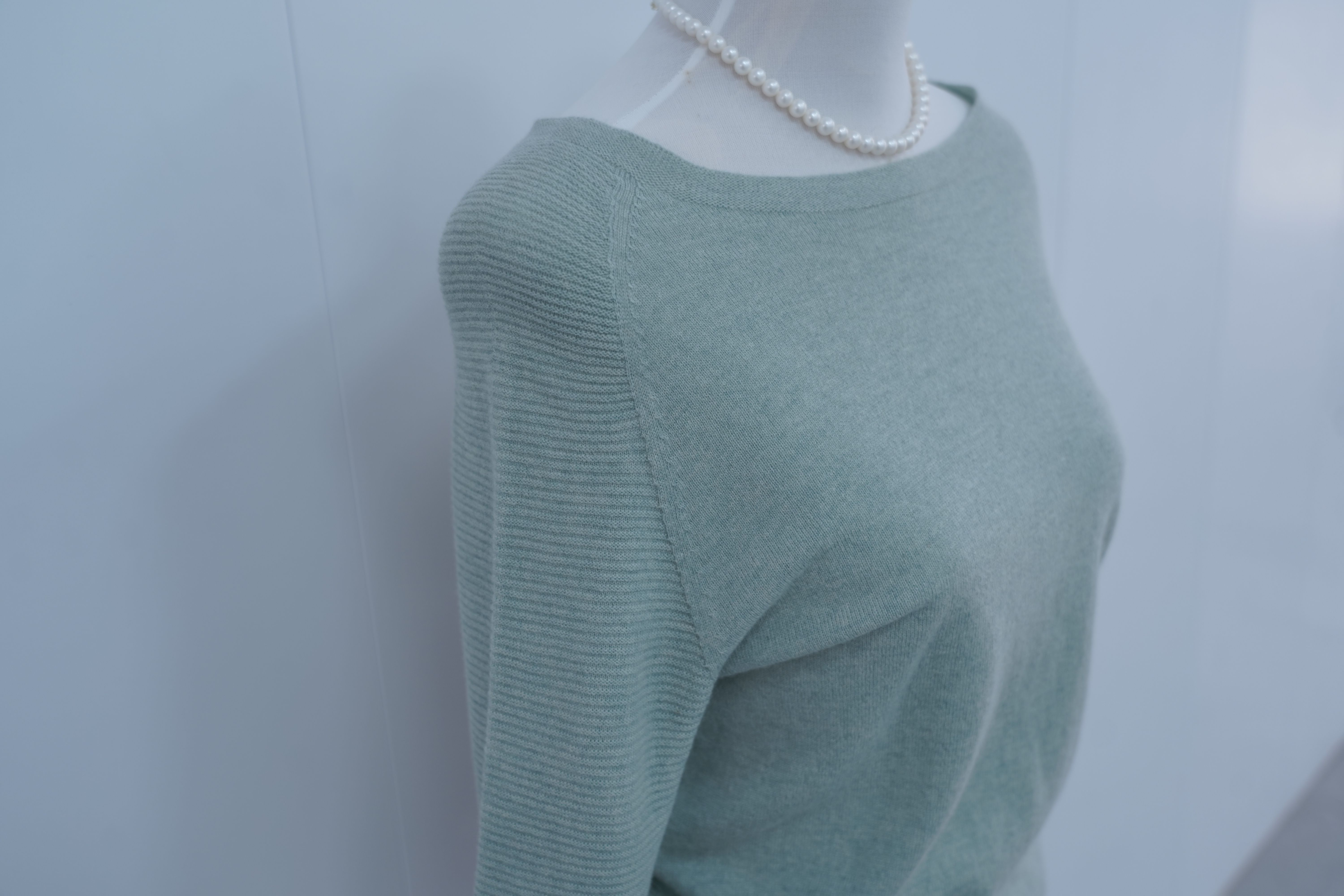 s016Mint Green Wide Crew Neck Knit Base Layer