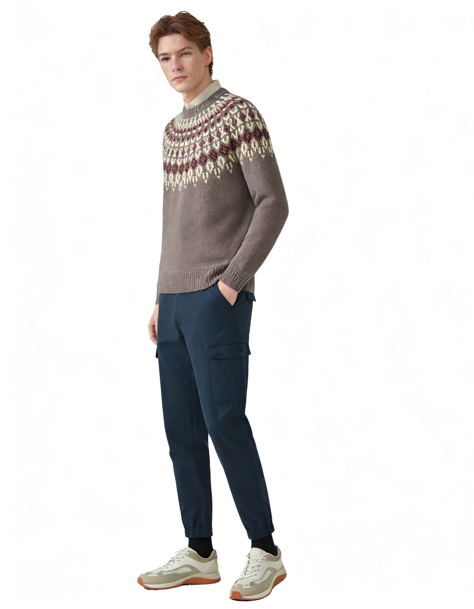 m007Mountain Fair Isle Intarsia Knit Sweater