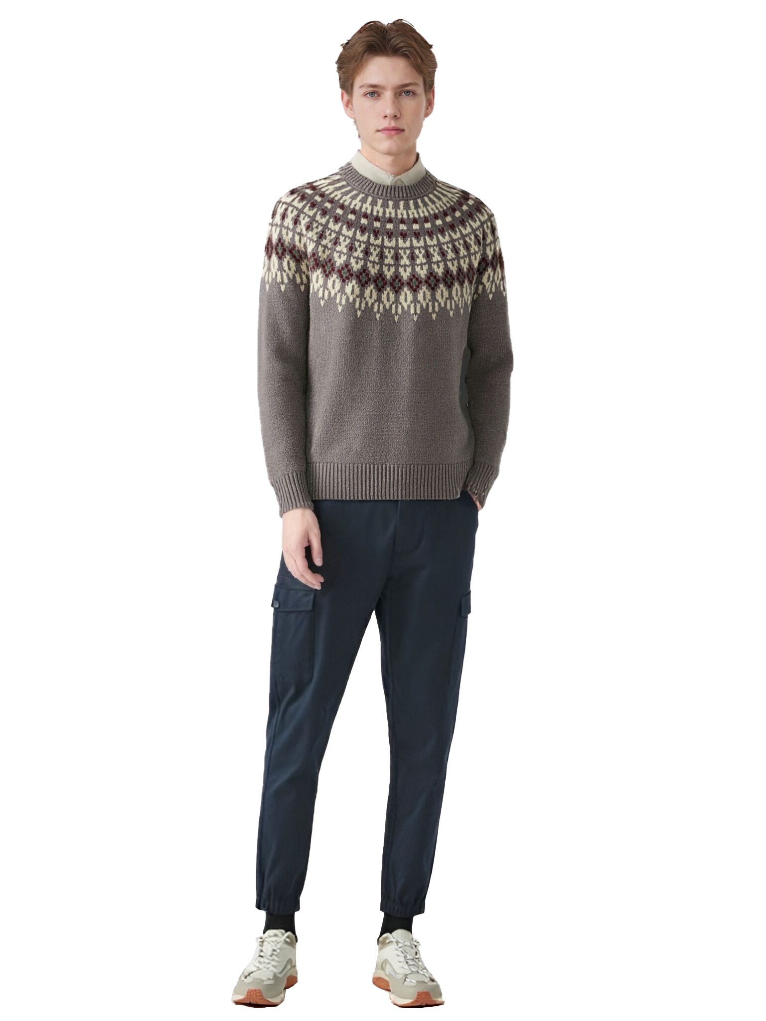 m007Mountain Fair Isle Intarsia Knit Sweater