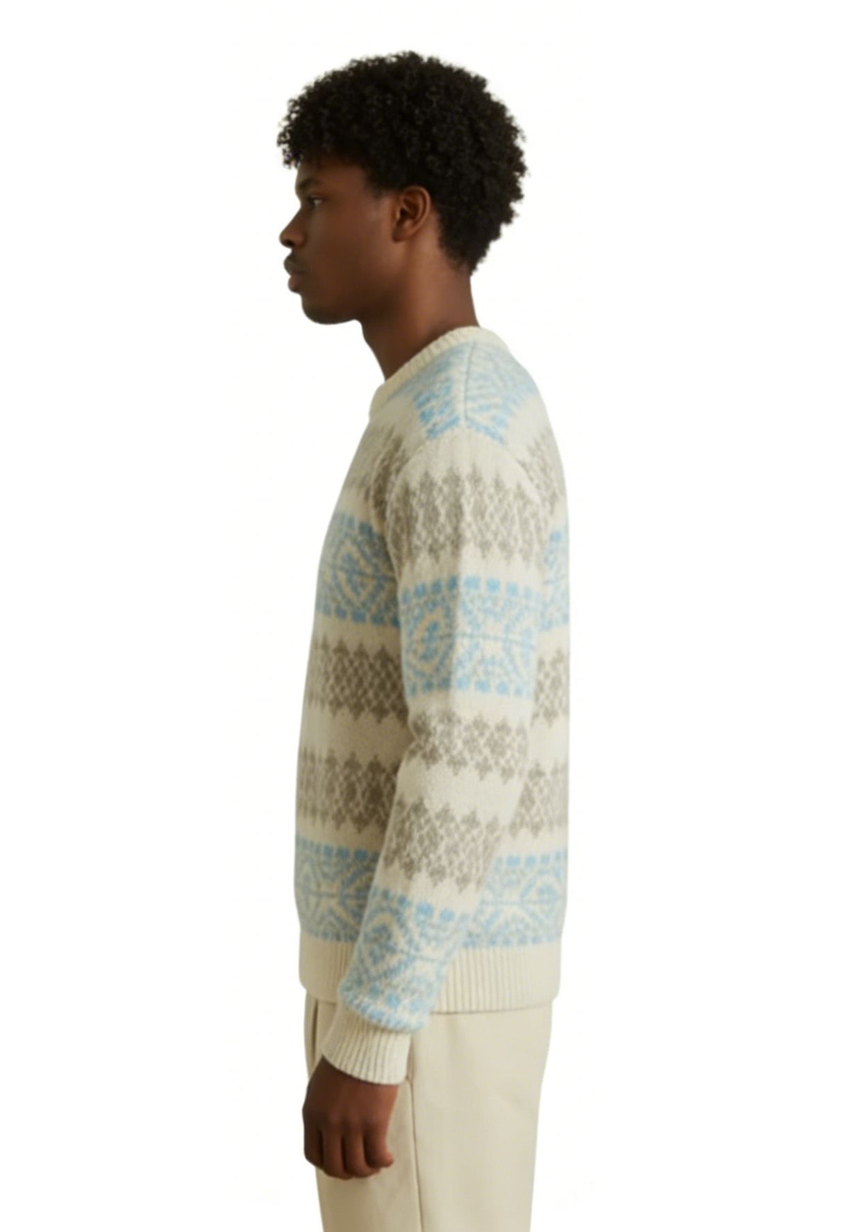 m006Frosted Fair Isle Knit Sweater