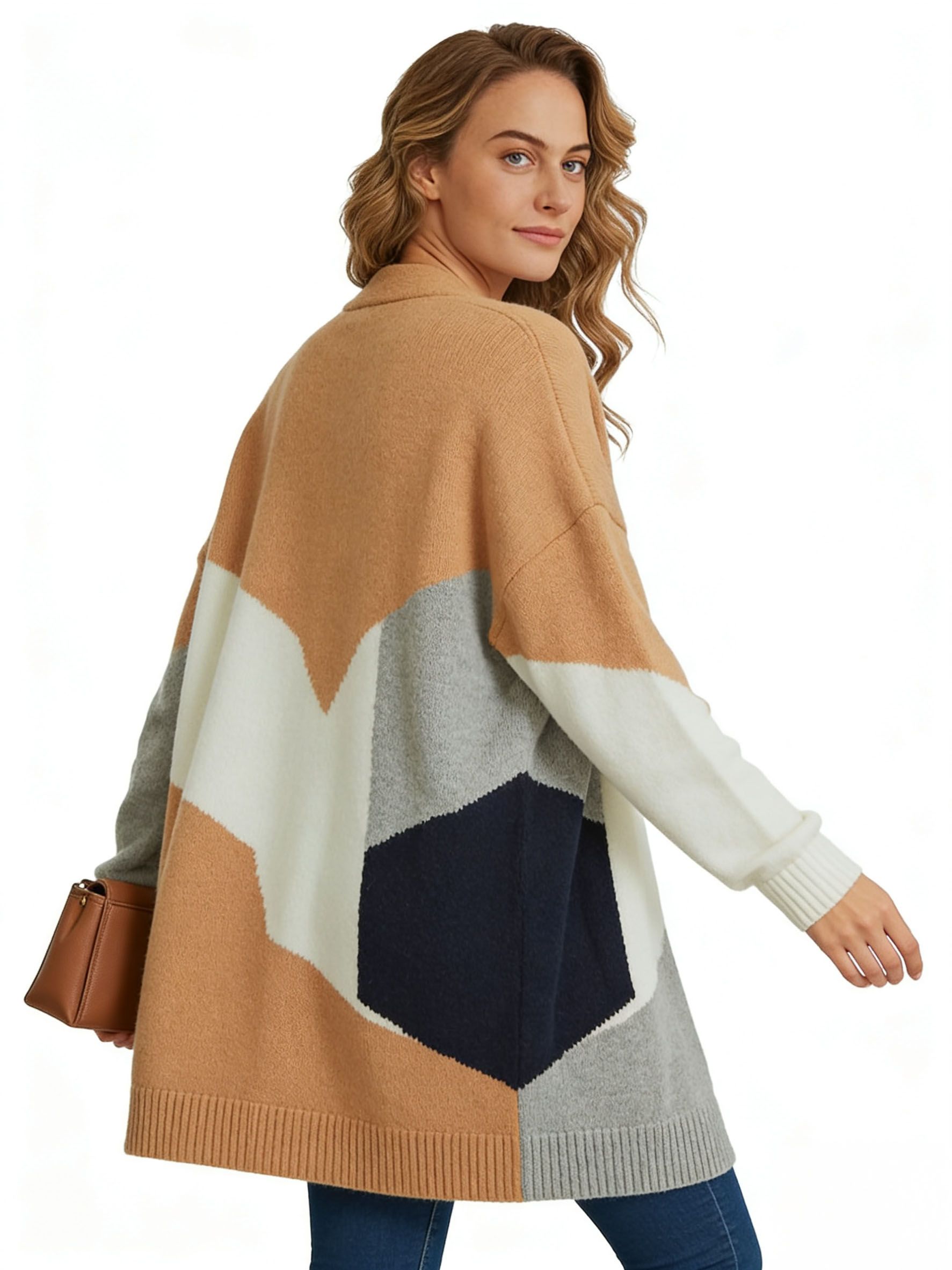 s108Autumn Field Color-Block Cardigan