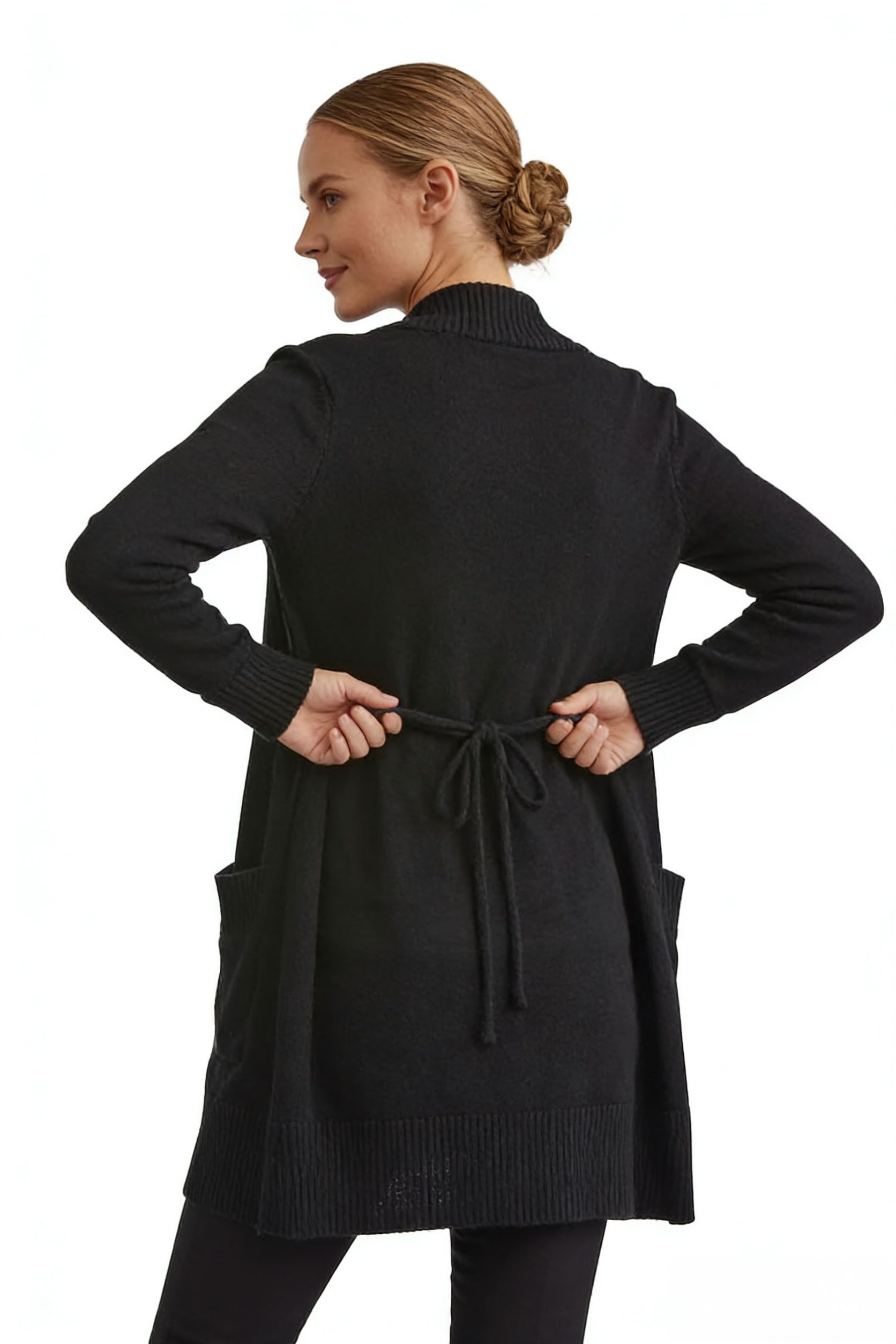 s107Midnight Tie-Waist Cardigan