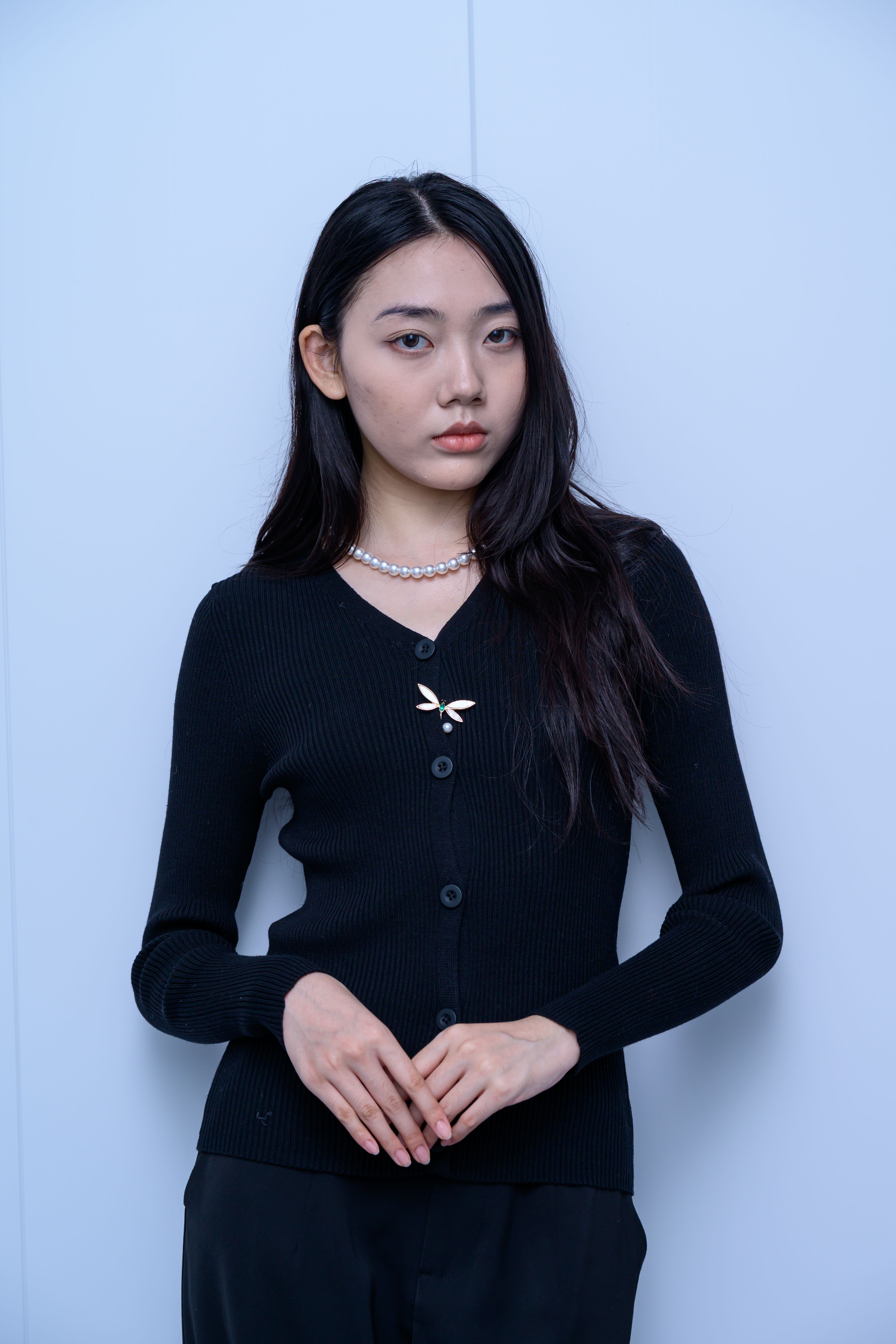 s030Starry Texture Mock Neck Knit Top