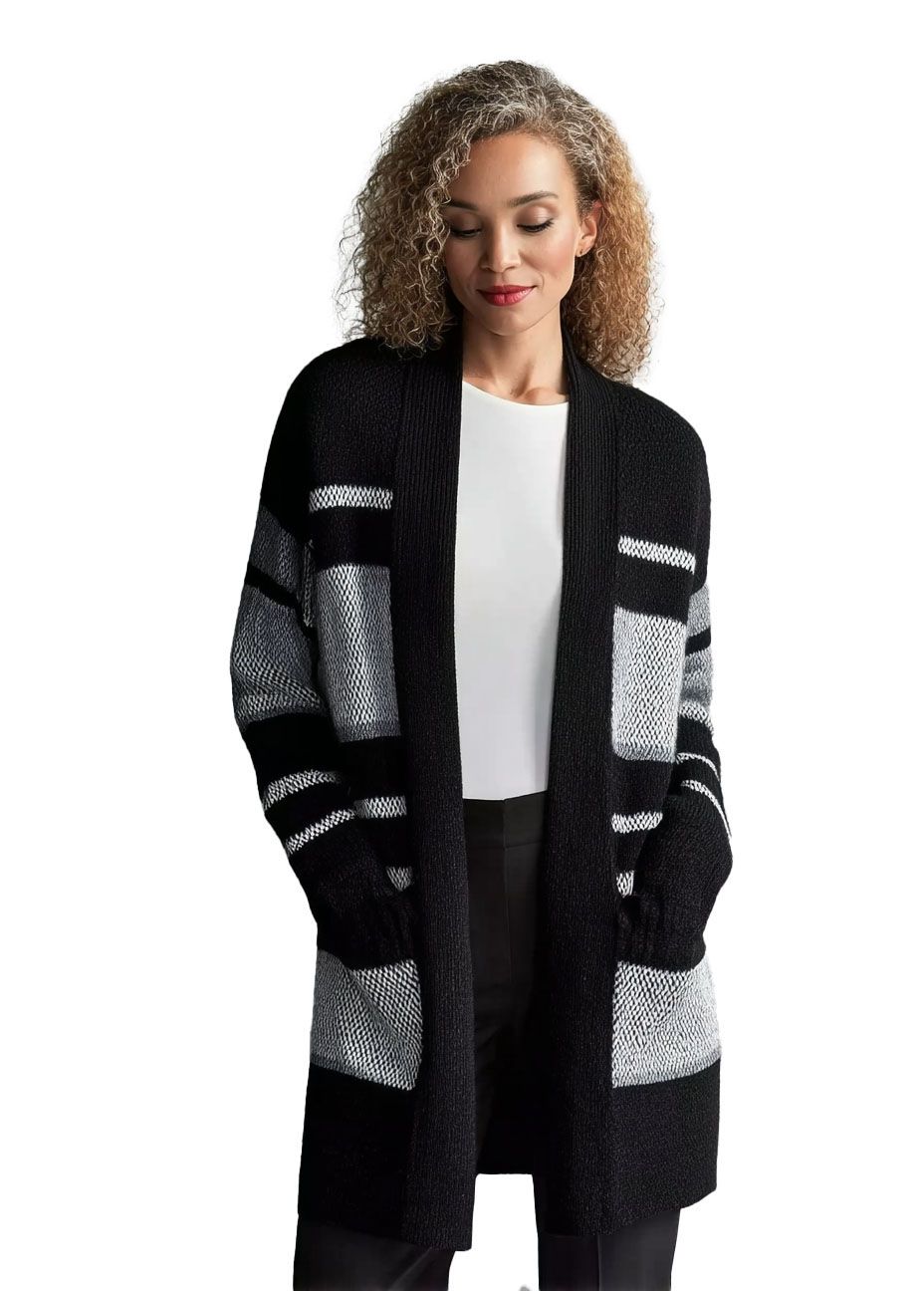 Black & White Texture Block Cardigan