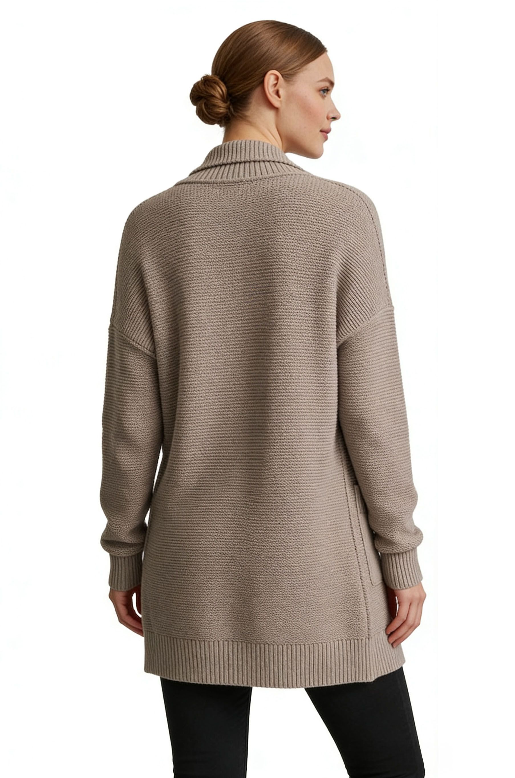 s106Warm Mist Grey Open Cardigan
