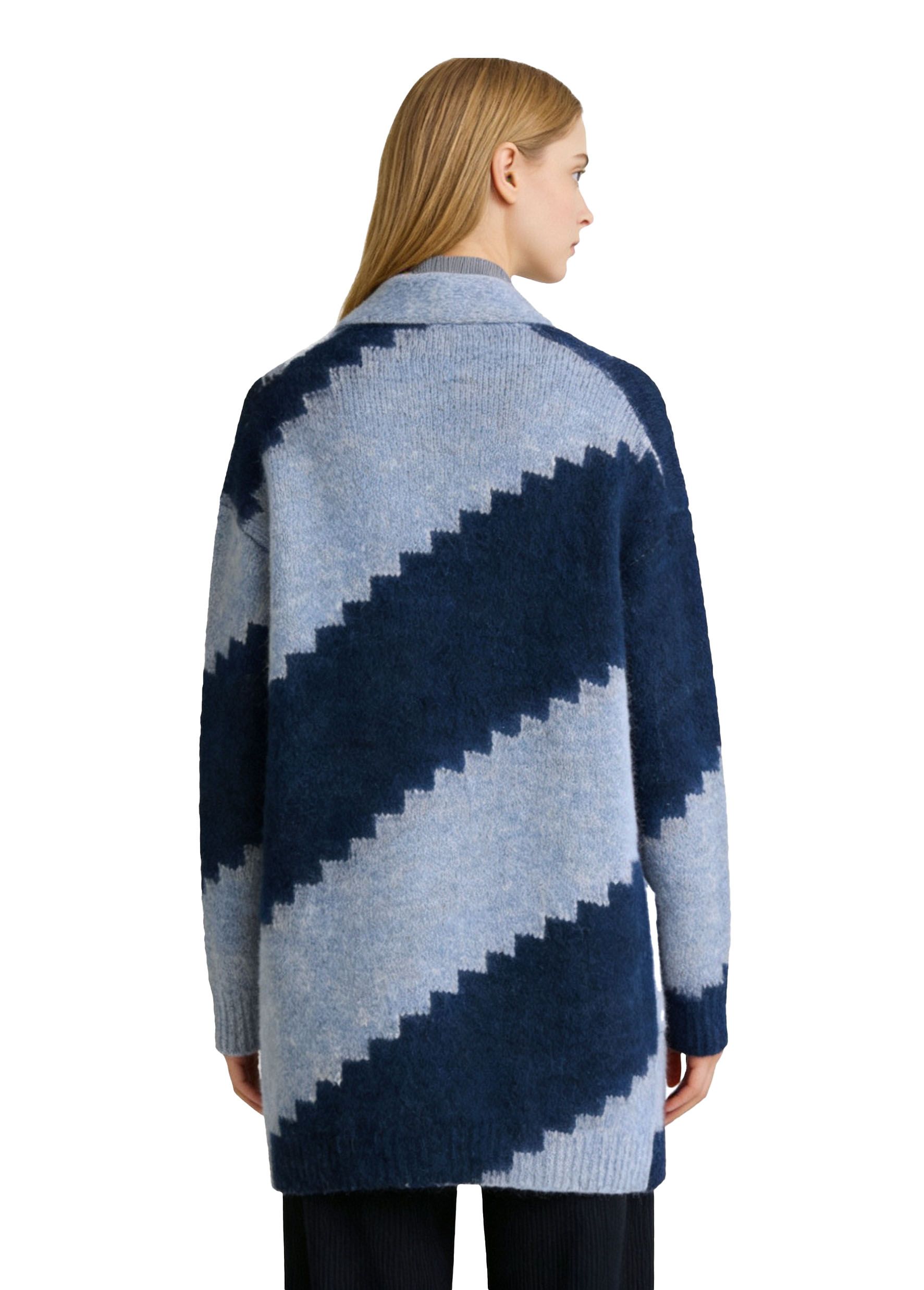 s112Blue Gradient Jacquard Cardigan