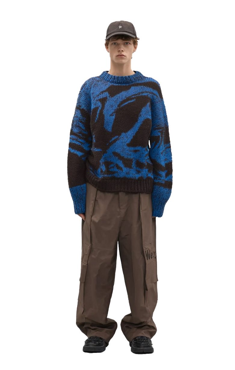 m011Cobalt Turbulence Crewneck Jacquard Sweater