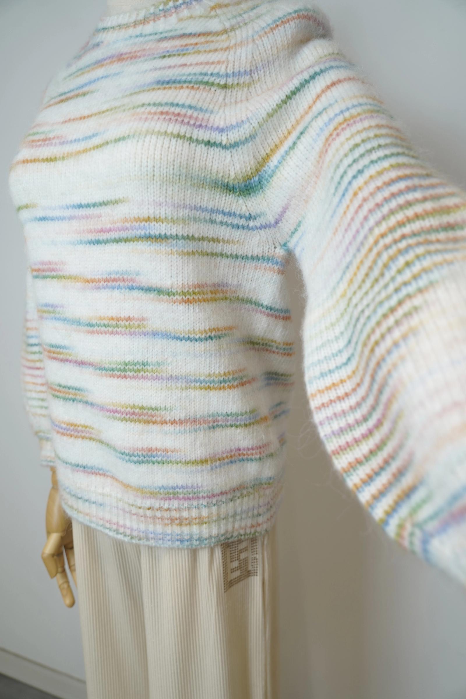 s021Rainbow Flecked Crew Neck Knit Sweater