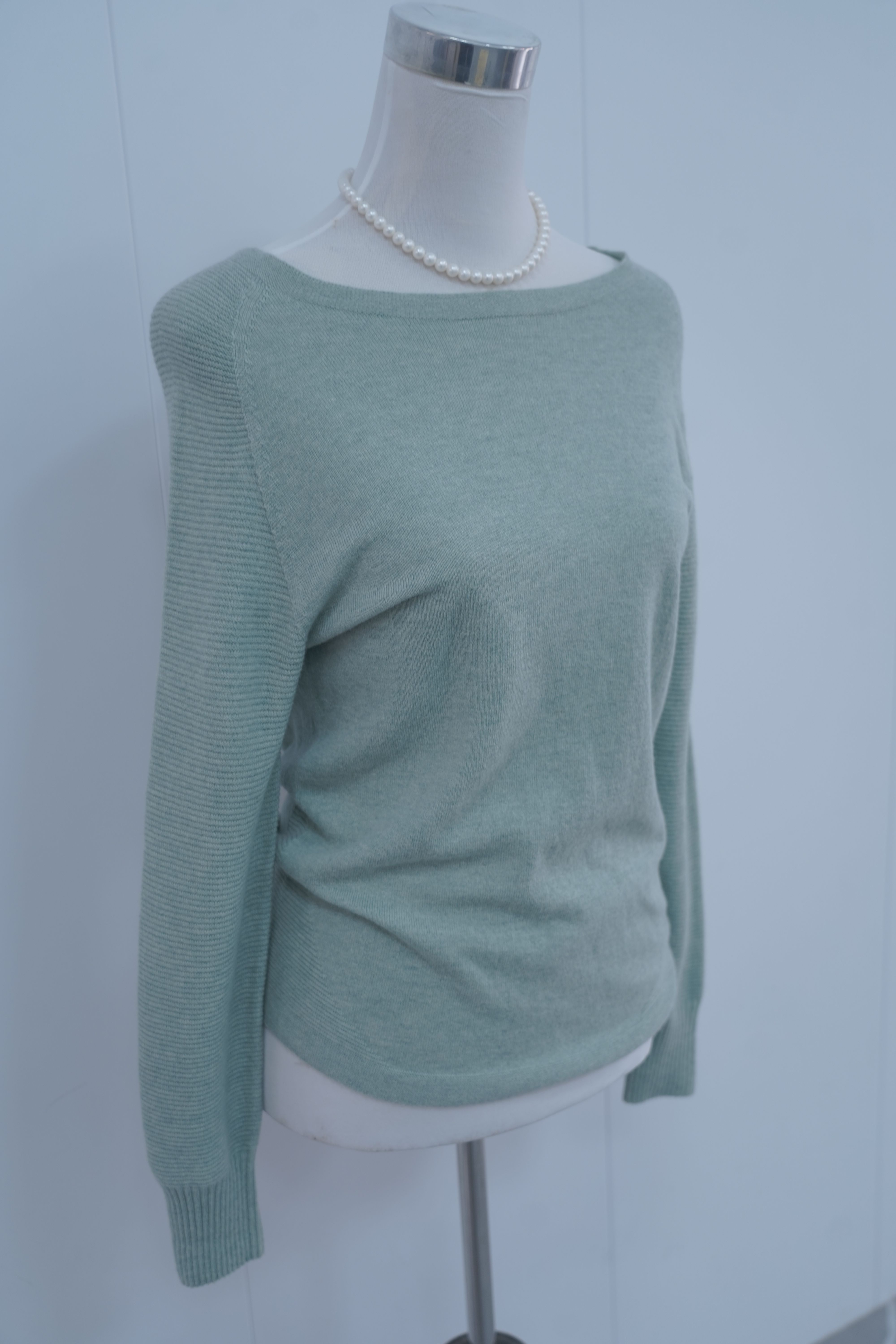 s016Mint Green Wide Crew Neck Knit Base Layer