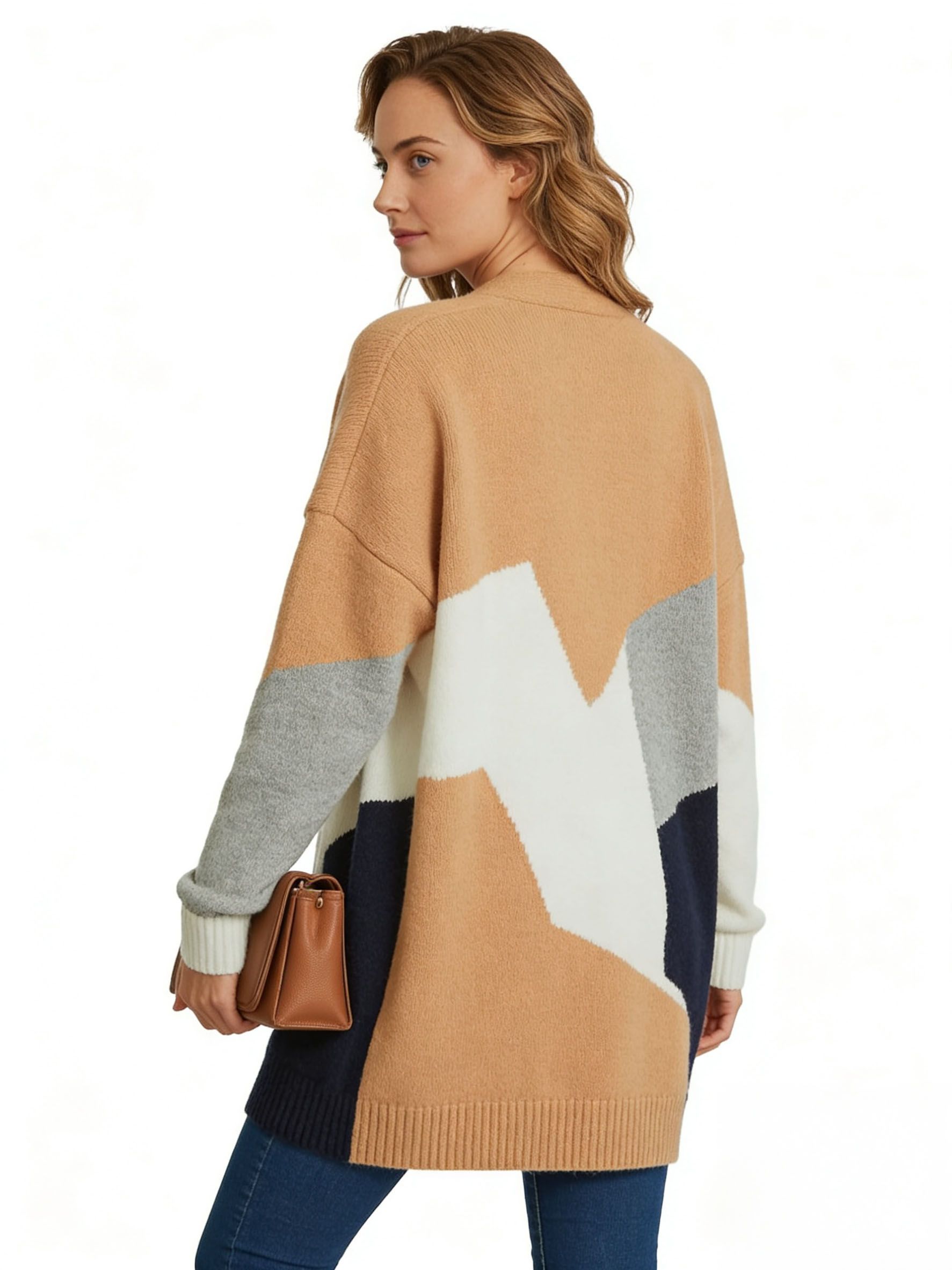 s108Autumn Field Color-Block Cardigan