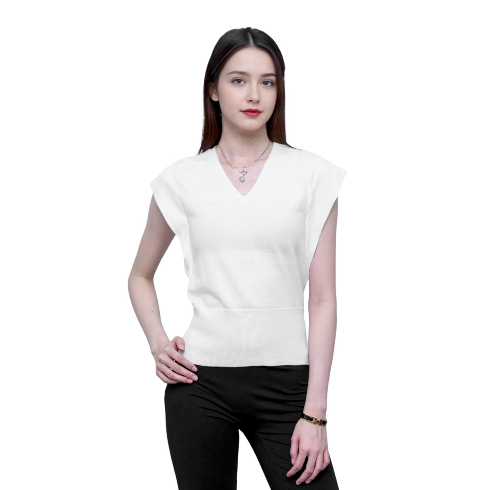 Minimalist V-Neck Sleeveless Knit Vest
