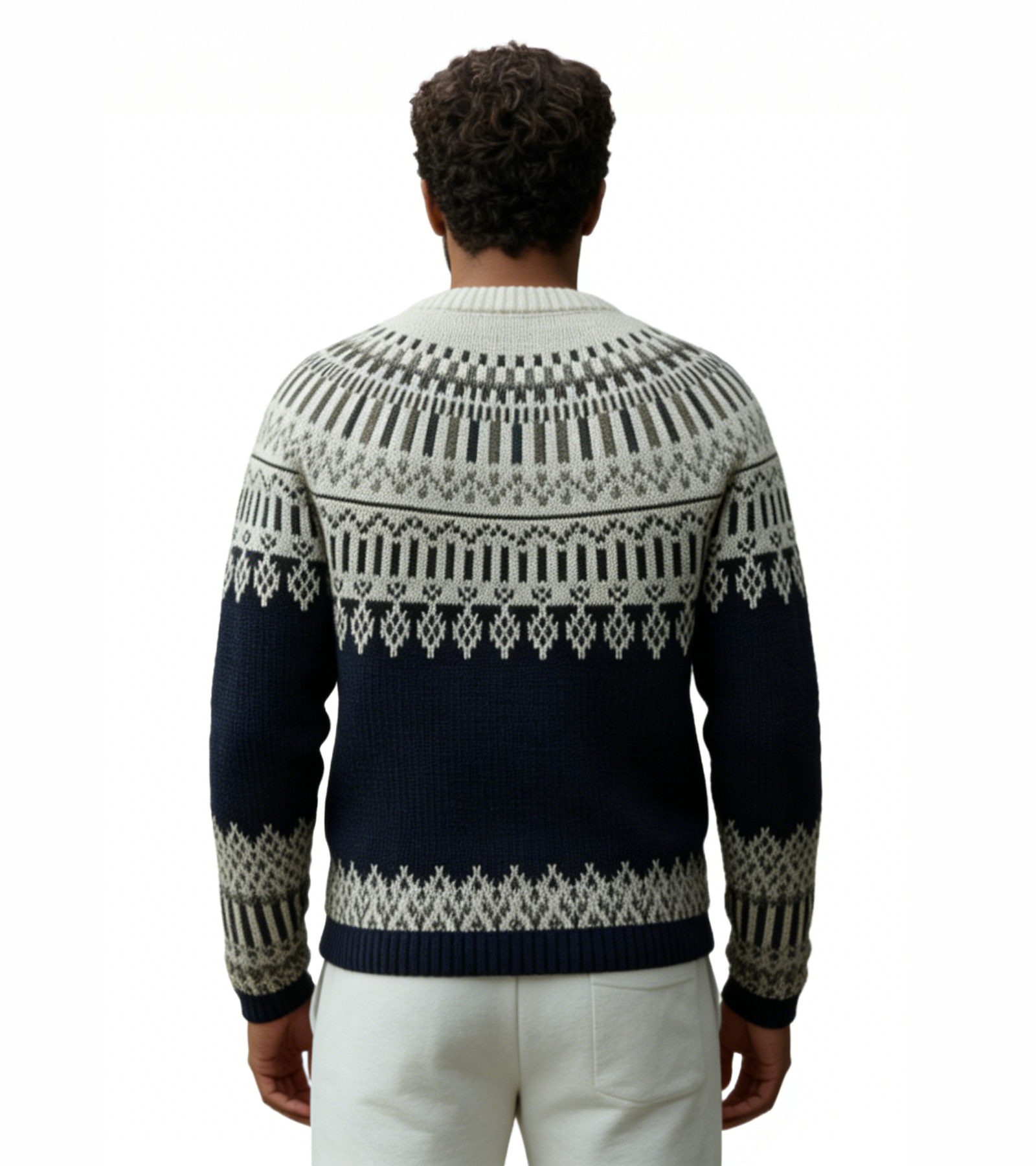 m004Nordic Snow Fair Isle Knit Sweater