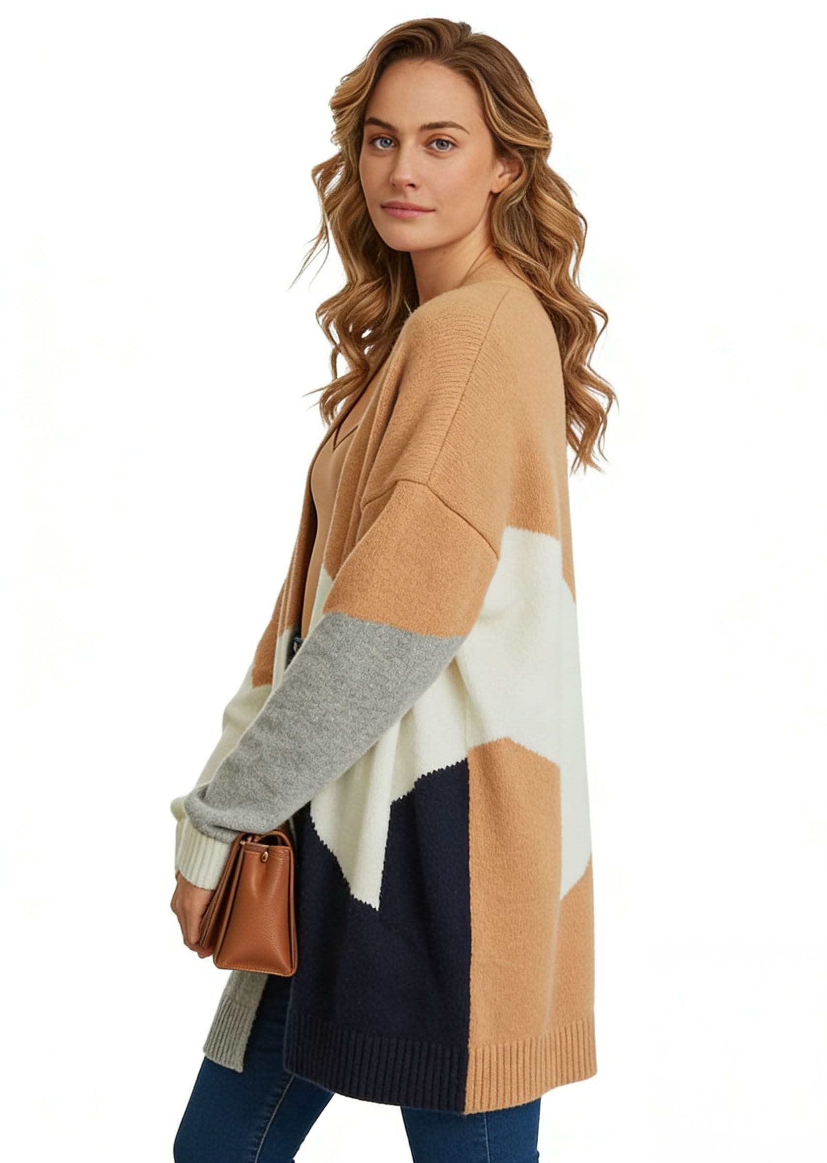 s108Autumn Field Color-Block Cardigan