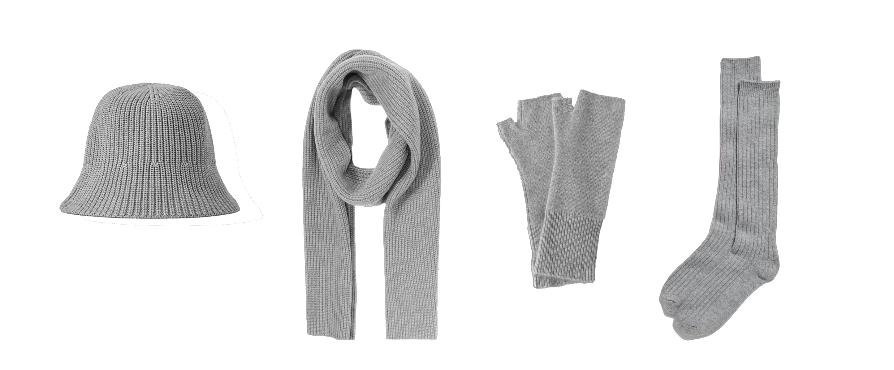 Ribbed Knit Bucket Hat 4-Piece Winter Set
