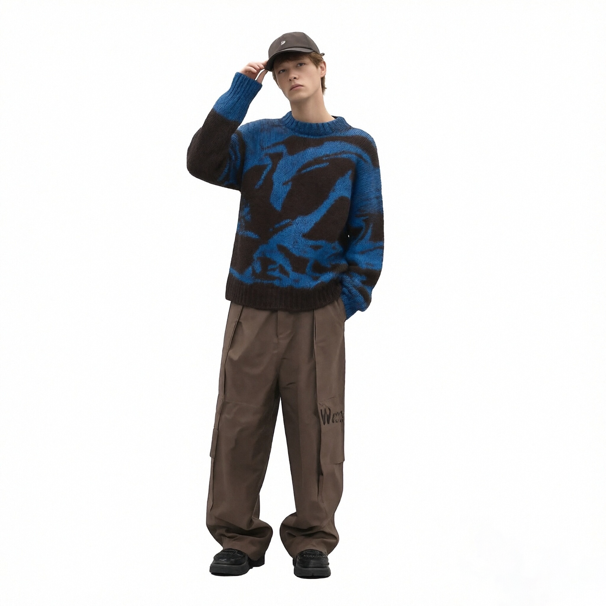 m011Cobalt Turbulence Crewneck Jacquard Sweater