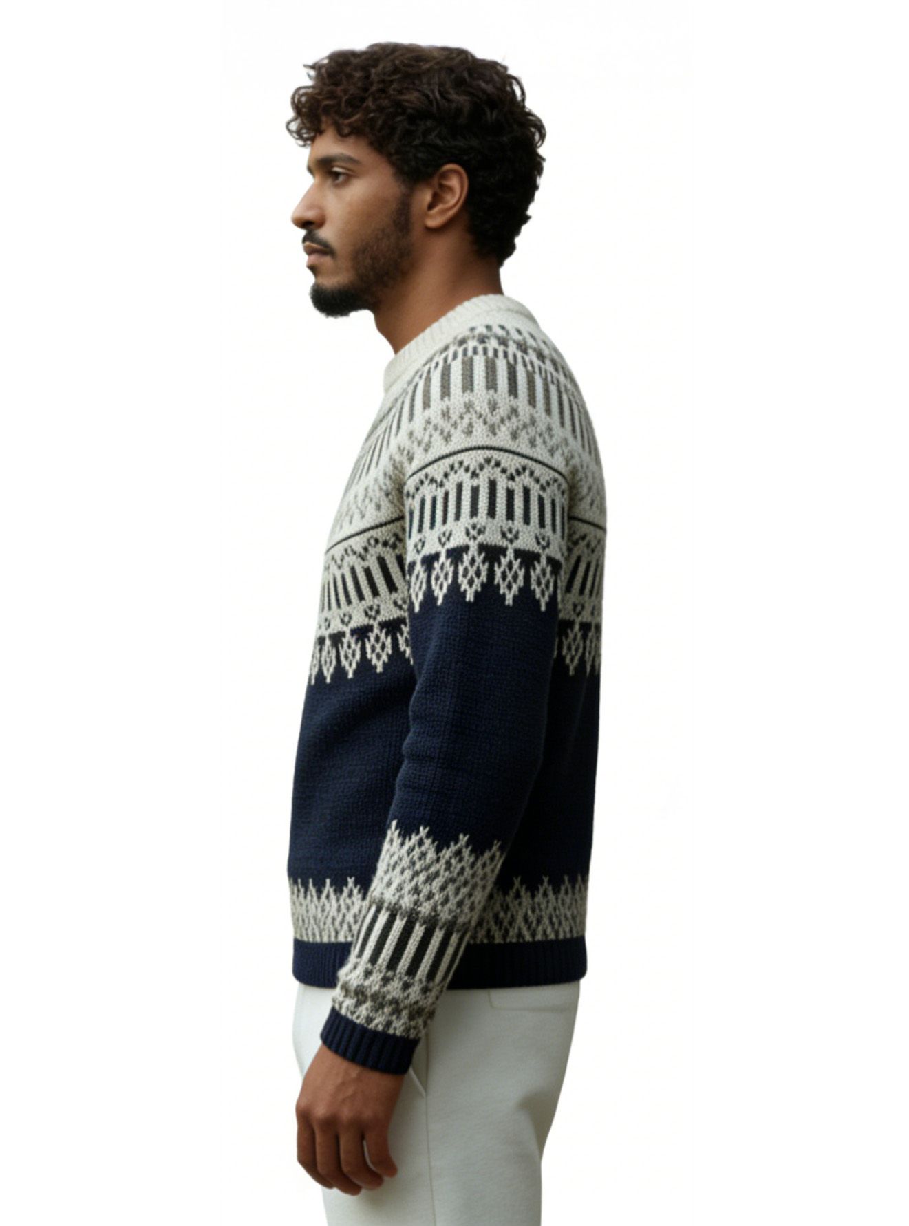 m004Nordic Snow Fair Isle Knit Sweater