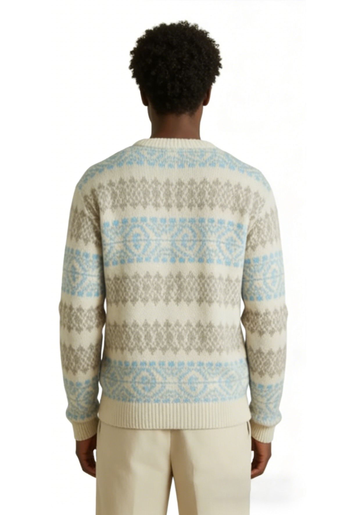 m006Frosted Fair Isle Knit Sweater