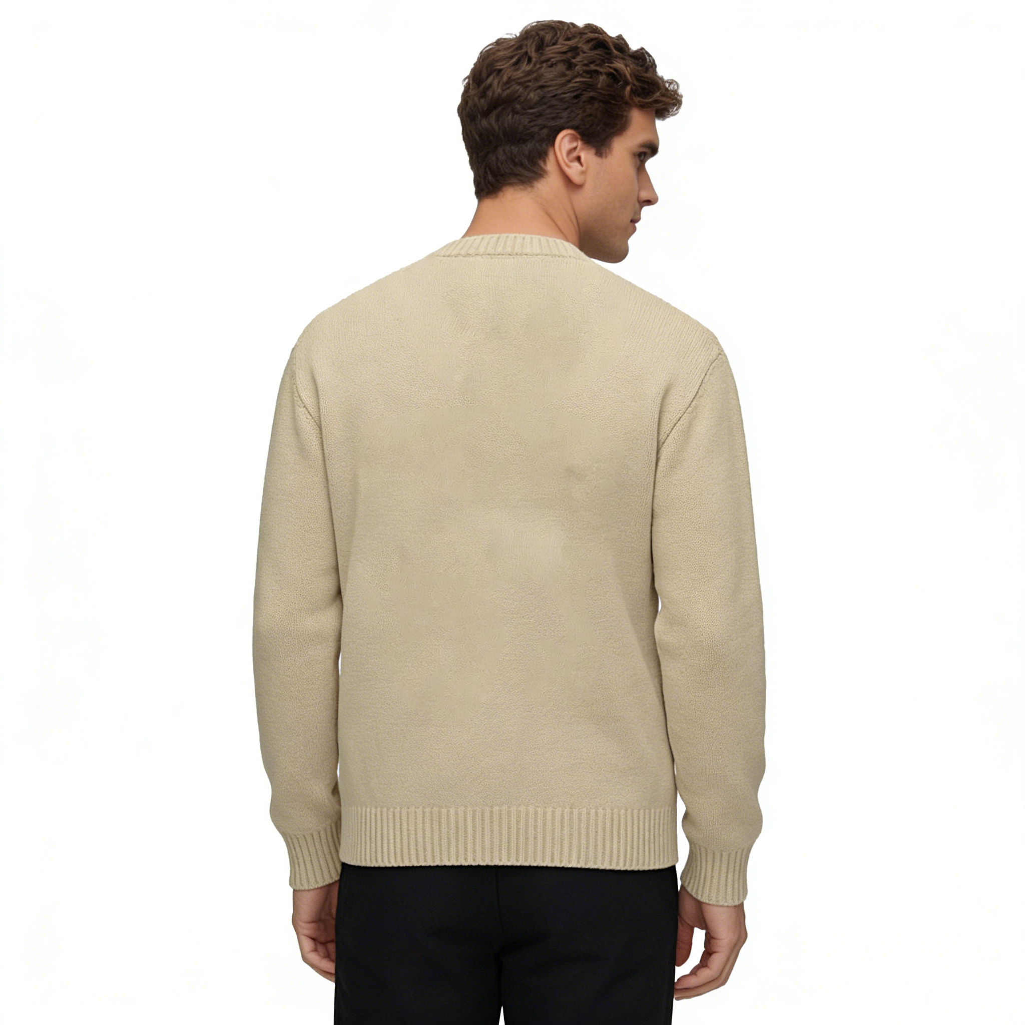 m024"Check Me" Trout Graphic V-Neck Knit Sweater
