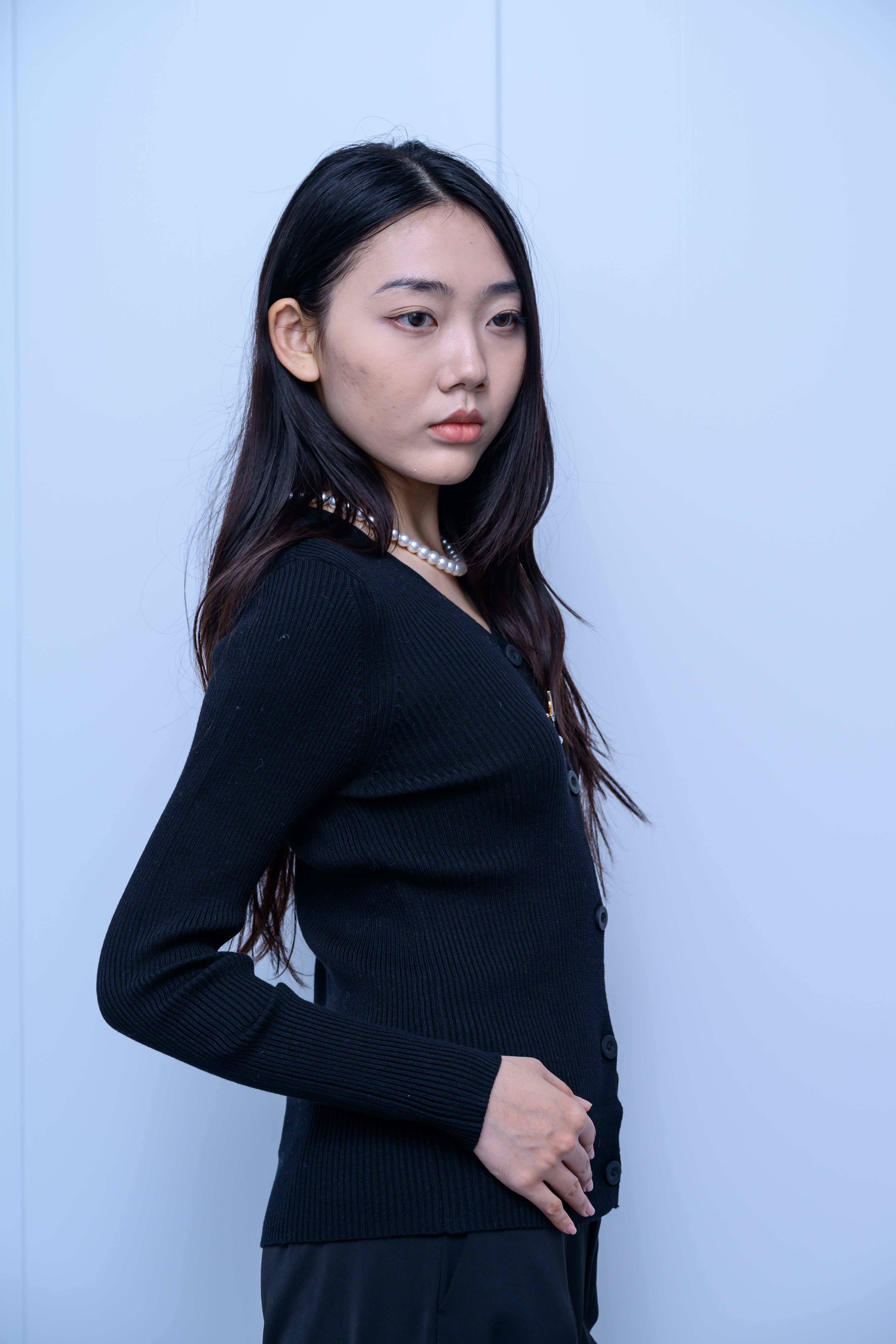 s030Starry Texture Mock Neck Knit Top
