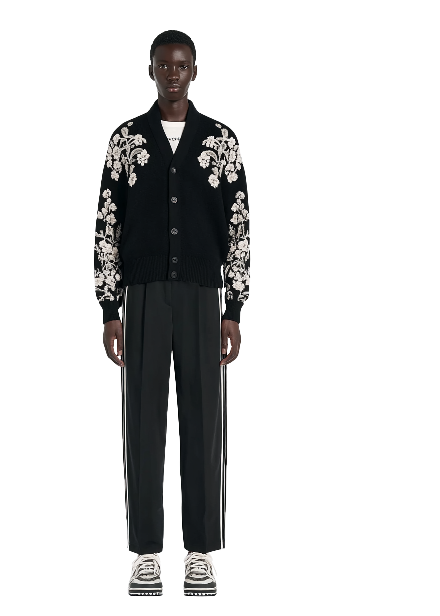 m003Nocturne Bloom Intarsia Knit Cardigan