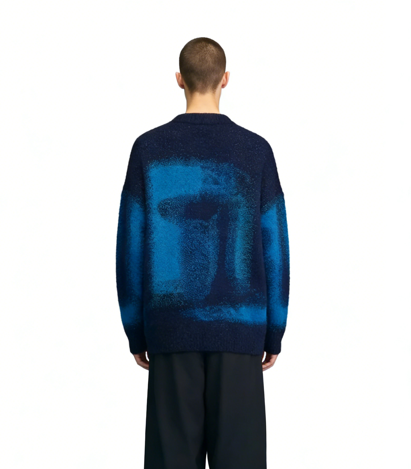 m020Deep Sea Stardust Gradient Jacquard Crewneck Sweater