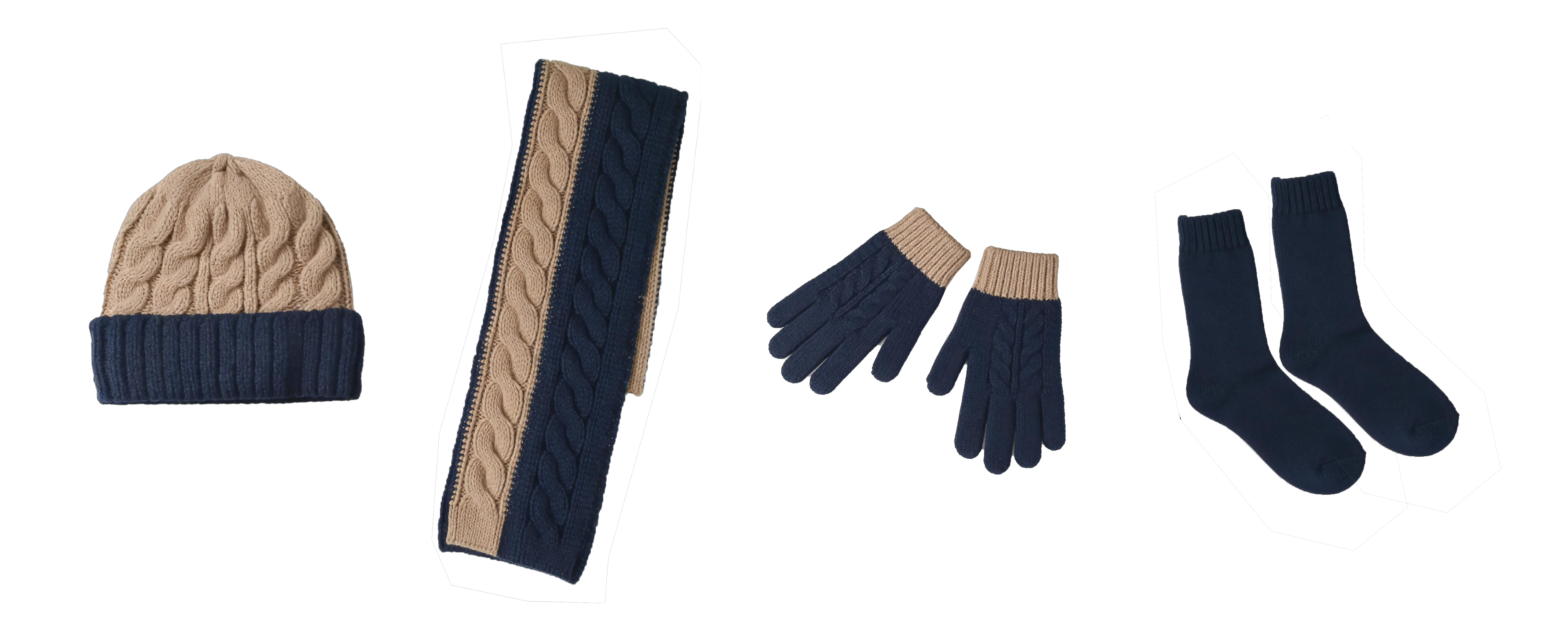 Two-Tone Cable Knit 4-Piece Winter Set