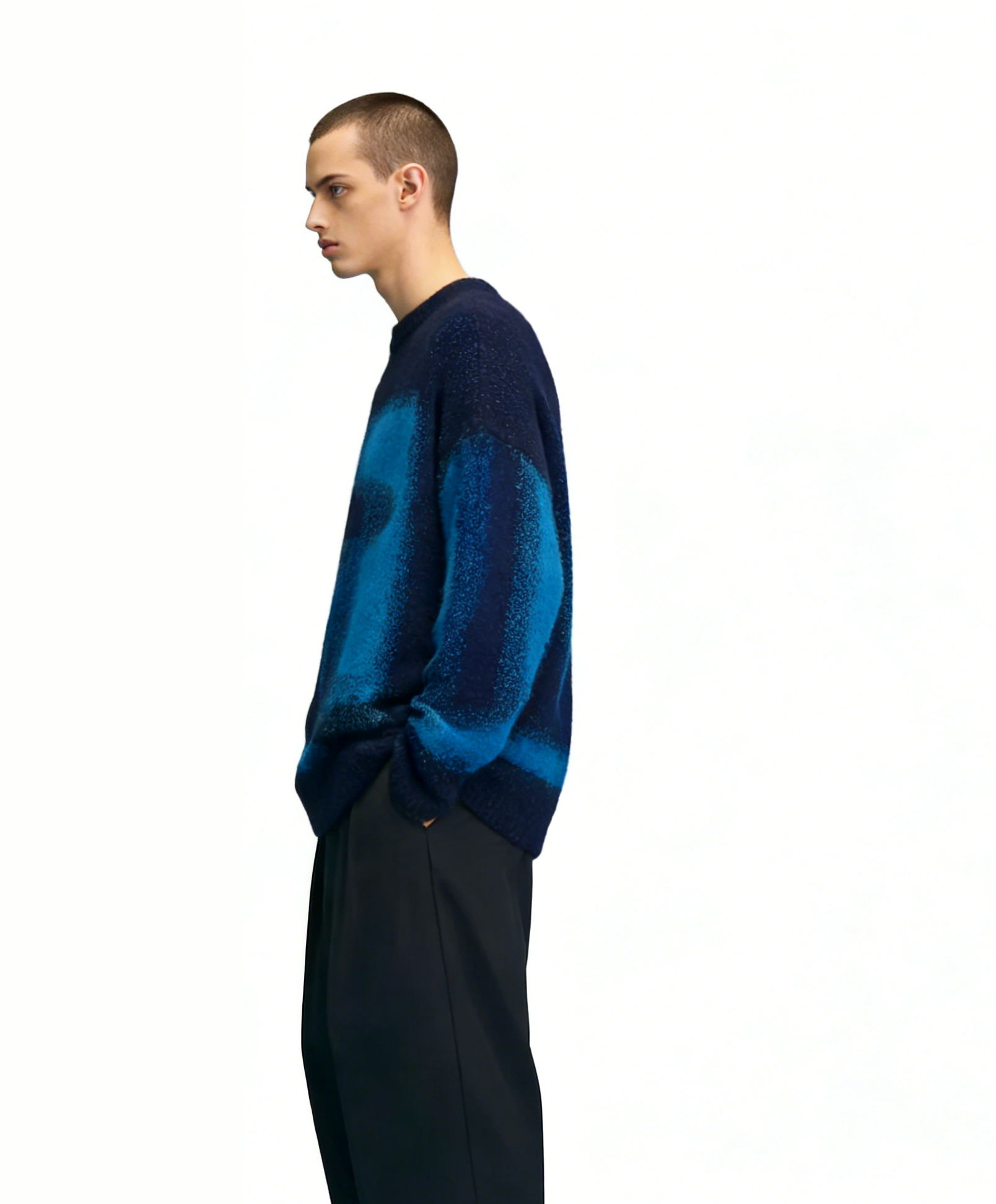 m020Deep Sea Stardust Gradient Jacquard Crewneck Sweater