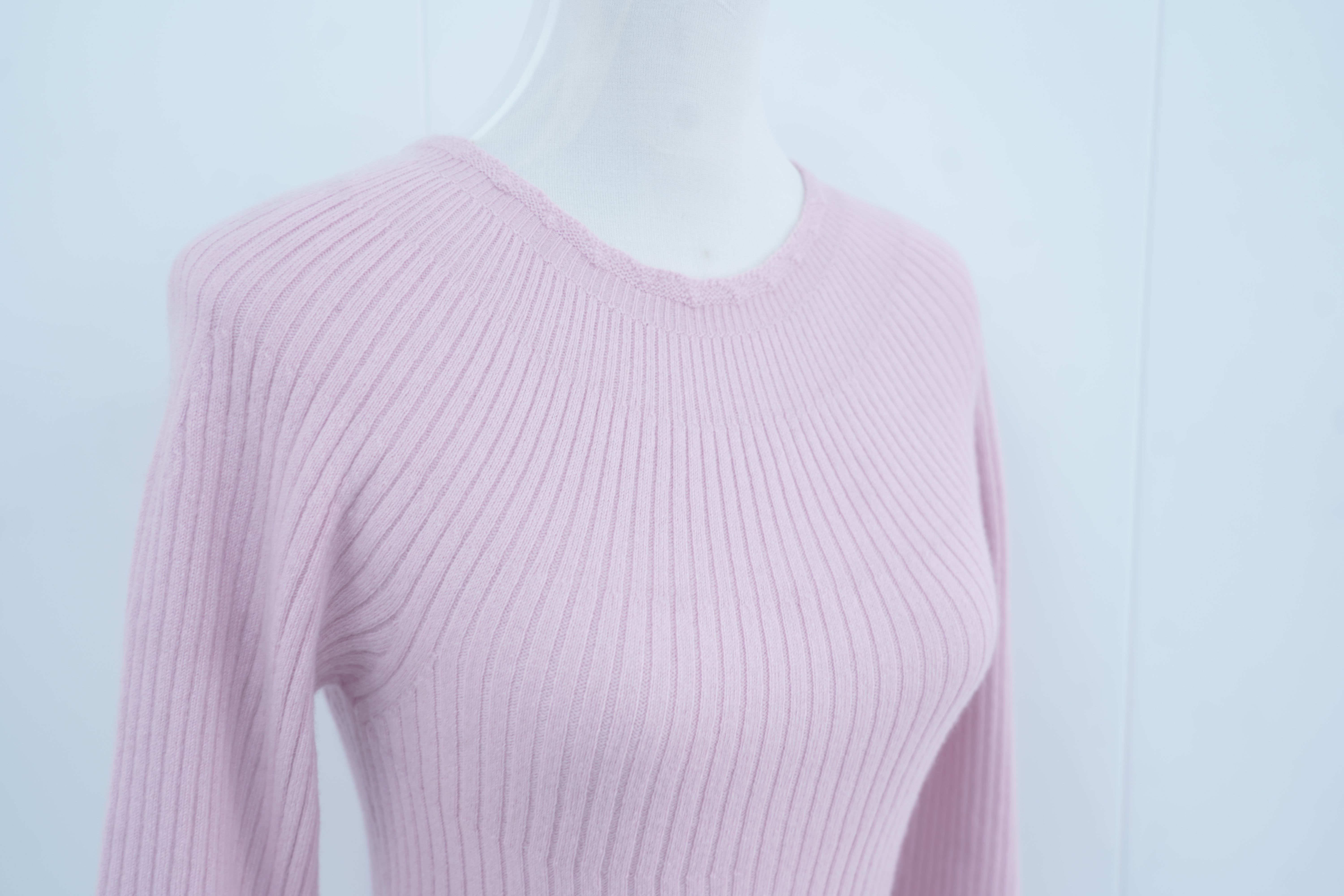 s008Sakura Pink Waist-Defined Knit Dress