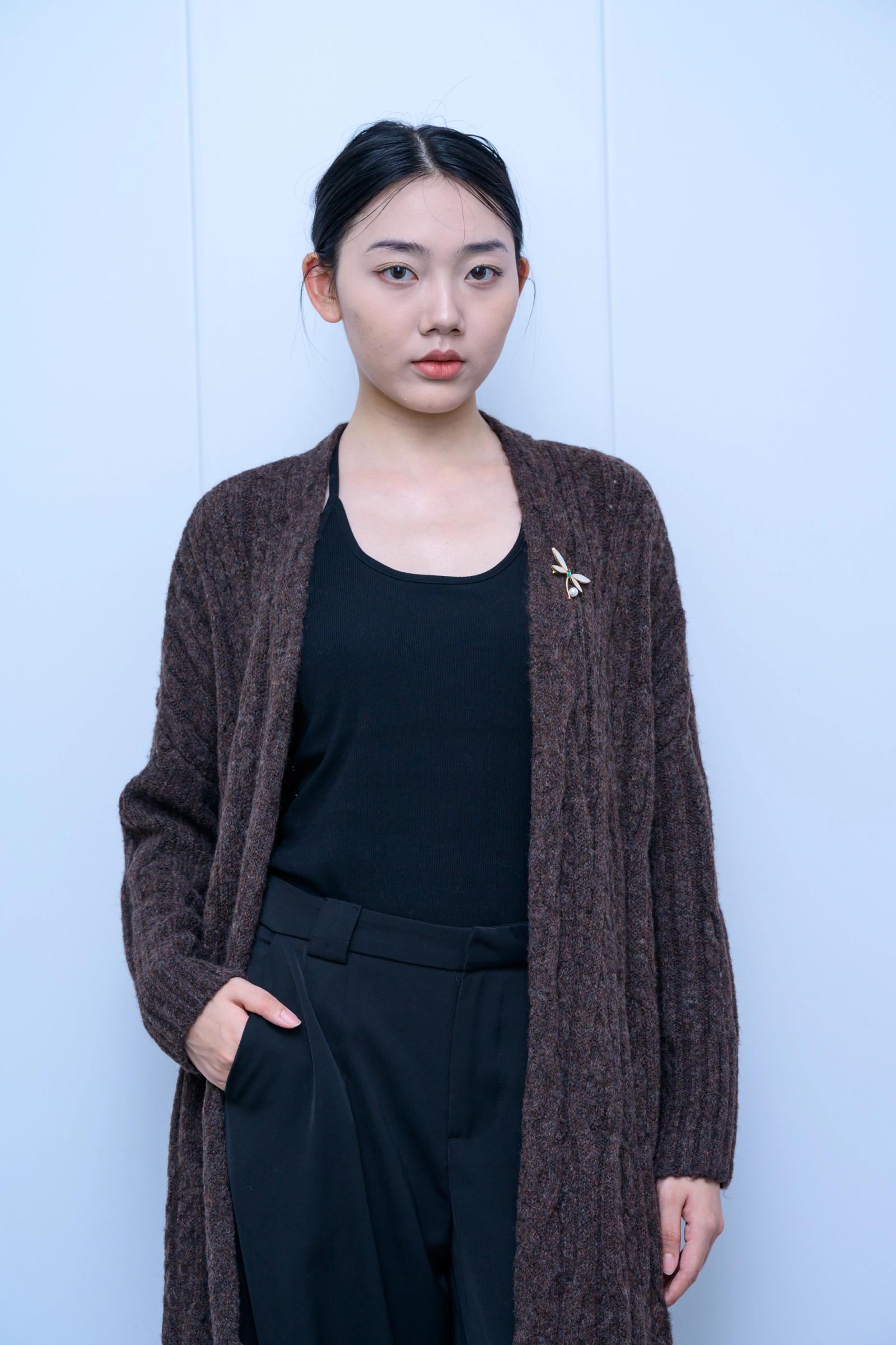 s034Dark Coffee Textured Longline Knit Cardigan